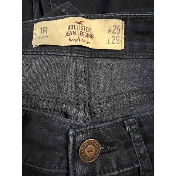 Hollister Womens High Rise Jean Legging Size 1R Dark Wash Stretch Denim - Picture 3 of 6